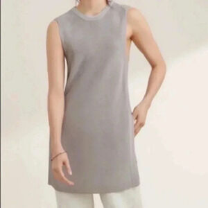 Wilfred Aritzia  Palmier Grained Beige Tunic Sleeveless Side Slit Sweater…